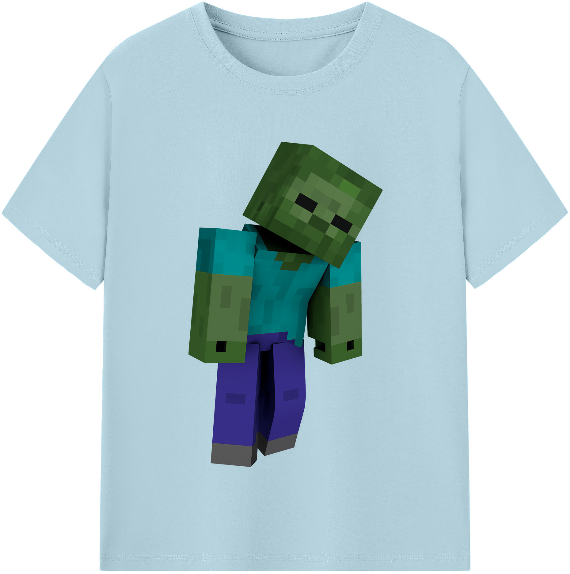 （画像用） マインクラフト ブロックの世界 Minecraft MC Block world 綿100％半袖Tシャツ（フロントプリント）
